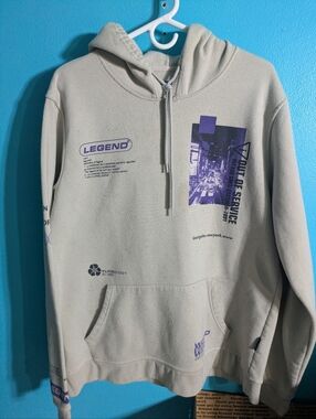 Roark Cream Zip Hoodie with Black Logo Patch